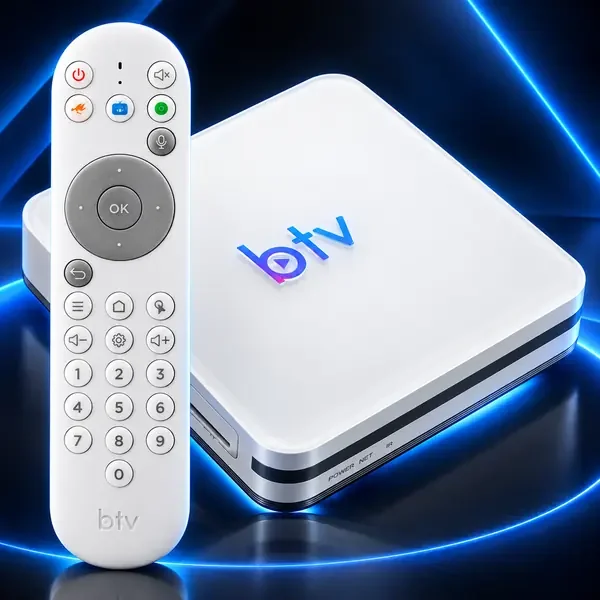 Receptor BTV com controle remoto, imagem estilizada